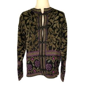 Vintage SKYR Wool Blend Cardigan w/ Knot Buttons - L